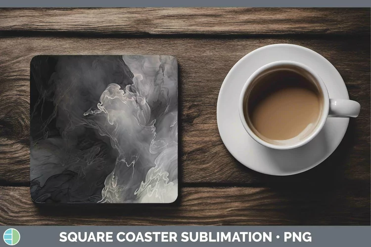 Watercolor Gray Square Coaster Sublimation Coaster Designs