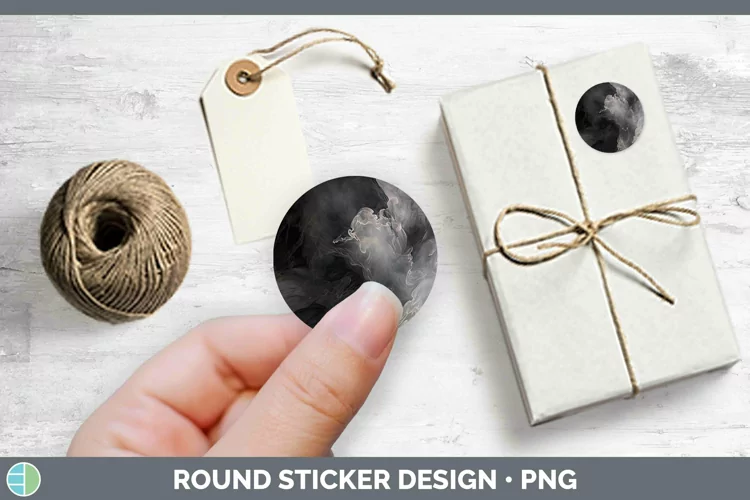 Watercolor Gray Stickers | Round Labels Designs