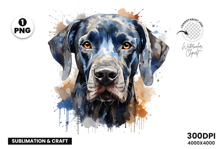 Watercolor Great Dane Dog Clipart Sublimation Design PNG
