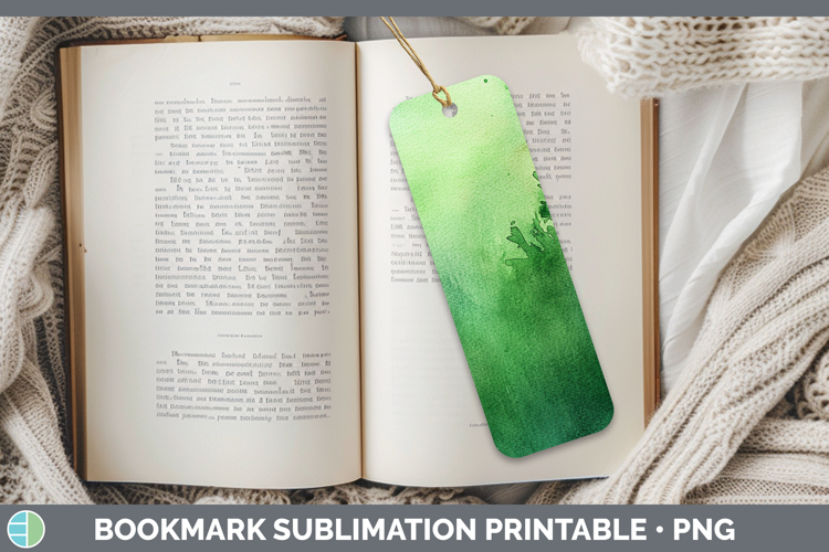 Watercolor Green Bookmark Sublimation Printable Designs