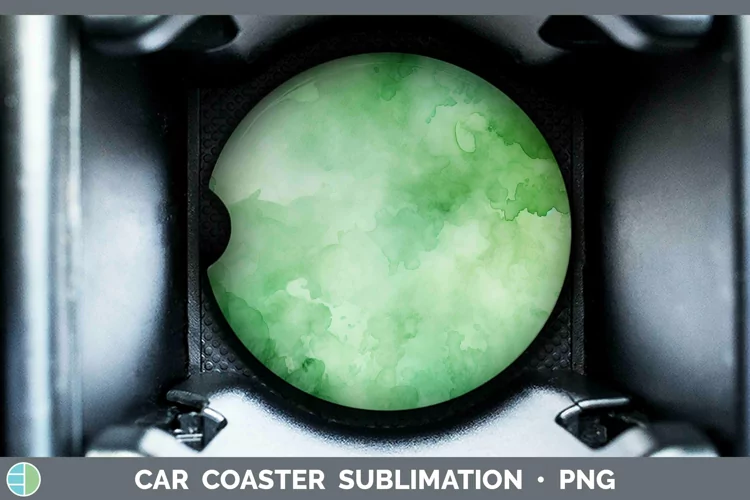 Watercolor Green Car Coaster Sublimation Coaster Designs