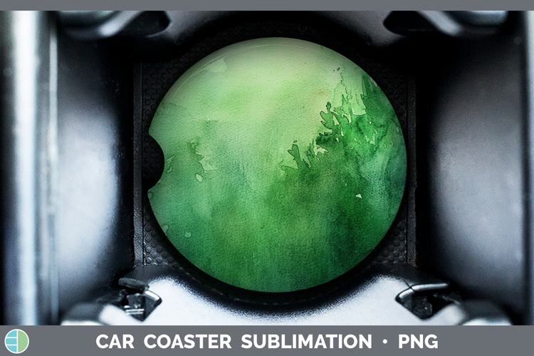 Watercolor Green Car Coaster Sublimation Designs