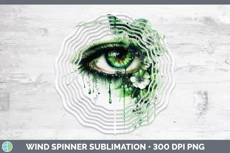Watercolor Green Eye Wind Spinner Sublimation Spinner Design