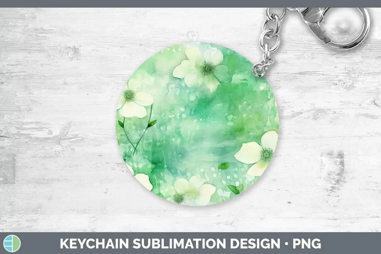 Watercolor Green Keychain Sublimation Keyring Designs