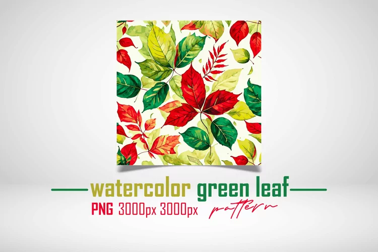Watercolor Green Leaf Pattern Design, colorful leaf wrapping