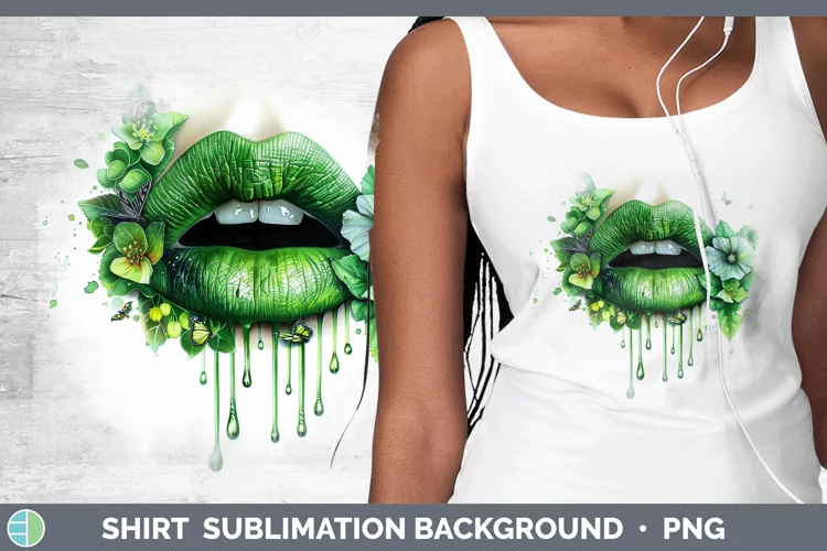 Watercolor Green Lips Shirt Sublimation Sublimation Backgrou