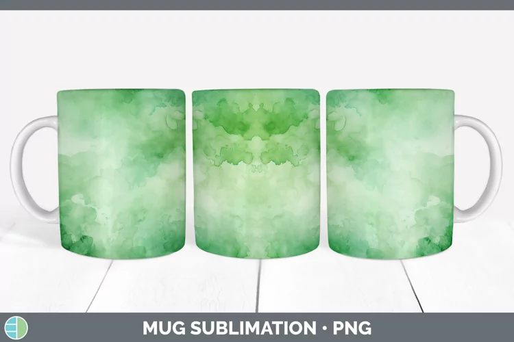 Watercolor Green Mug Wrap Sublimation Coffee Cup Designs