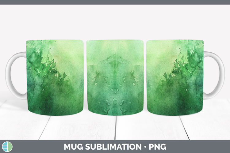 Watercolor Green Mug Wrap Sublimation Coffee Cup Designs