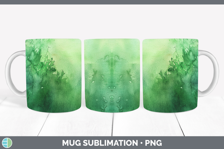 Watercolor Green Mug Wrap Sublimation Coffee Cup Designs