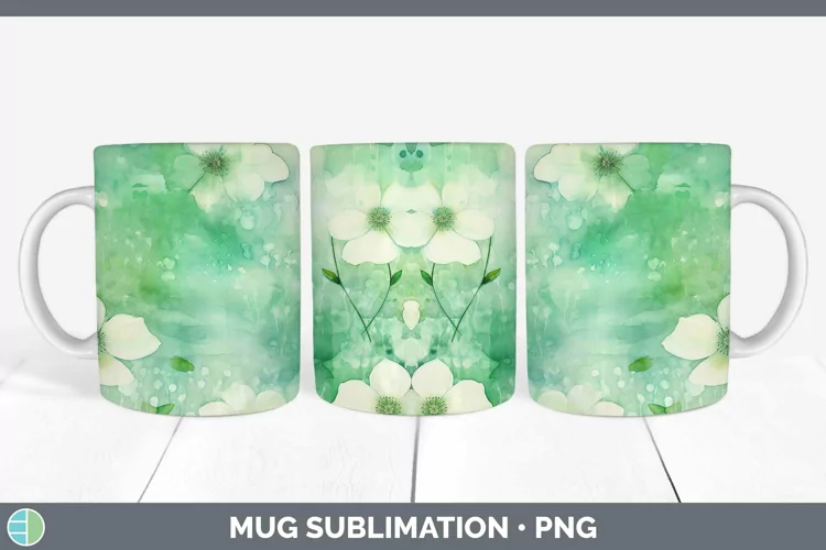 Watercolor Green Mug Wrap Sublimation Coffee Cup Designs