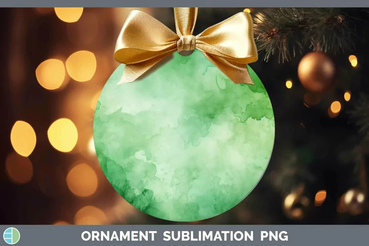 Watercolor Green Ornament Sublimation Bauble Designs
