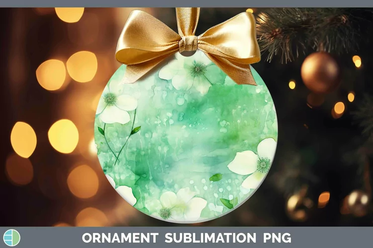 Watercolor Green Ornament Sublimation Bauble Designs