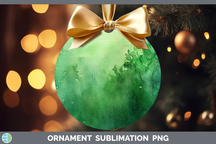 Watercolor Green Ornament Sublimation Bauble Designs