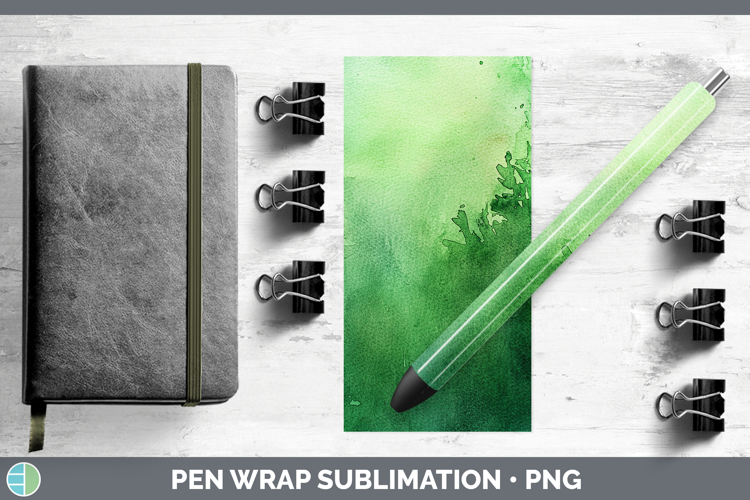 Watercolor Green Pen Wrap Sublimation Pen Designs