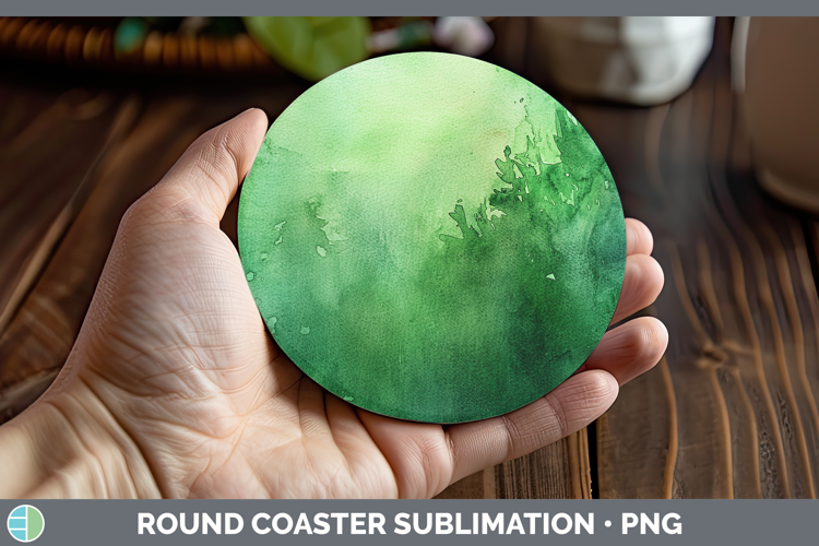 Watercolor Green Round Coaster Sublimation Coaster Designs