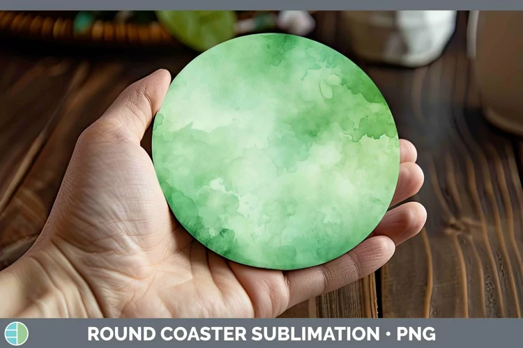 Watercolor Green Round Coaster Sublimation Coaster Designs