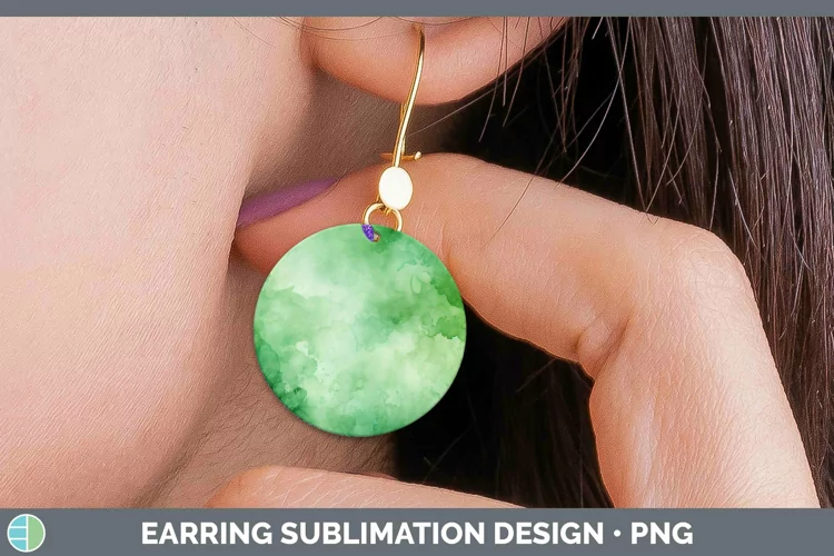Watercolor Green Round Earrings Sublimation Earrings Designs