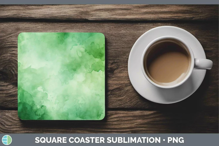 Watercolor Green Square Coaster Sublimation Coaster Designs