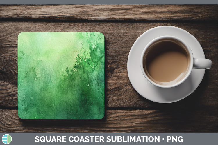 Watercolor Green Square Coaster Sublimation Coaster Designs