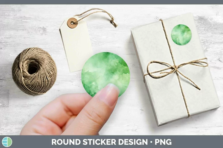 Watercolor Green Stickers | Round Labels Designs