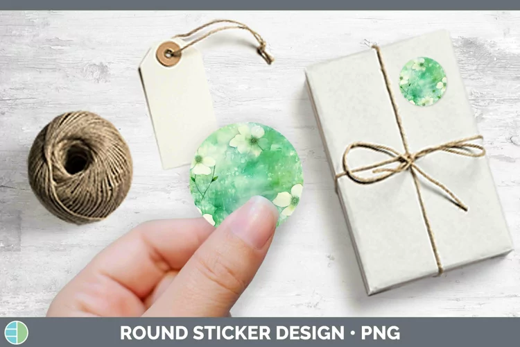 Watercolor Green Stickers | Round Labels Designs