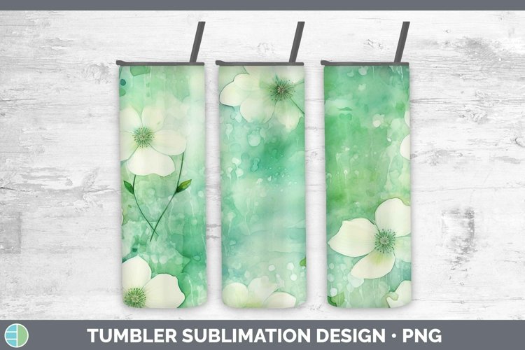 Watercolor Green Tumbler Sublimation 20 oz Skinny Tumbler De