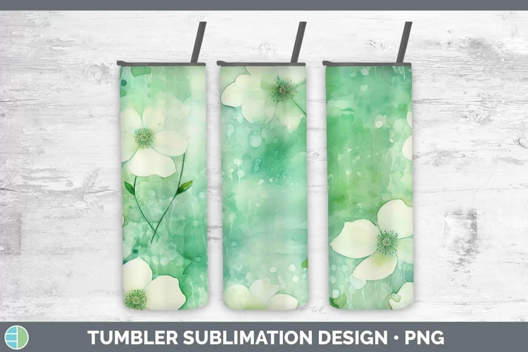 Watercolor Green Tumbler Sublimation 20 oz Skinny Tumbler De