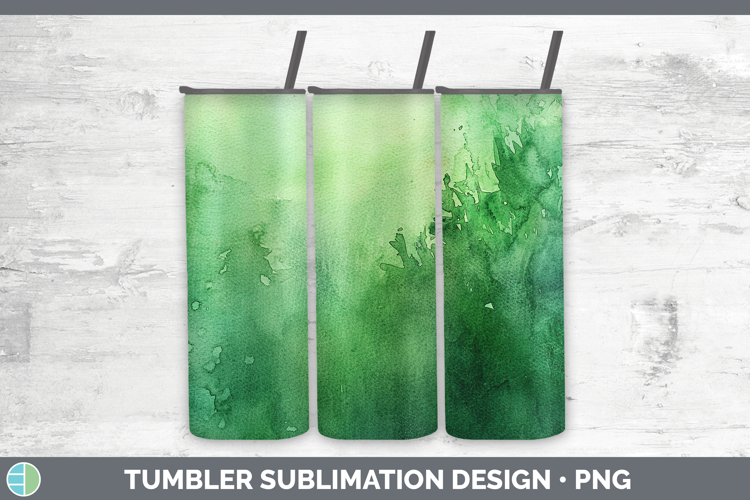 Watercolor Green Tumbler Sublimation 20 oz Skinny Tumbler De