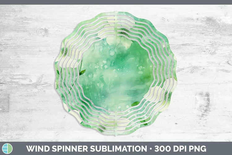 Watercolor Green Wind Spinner Sublimation Spinner Designs