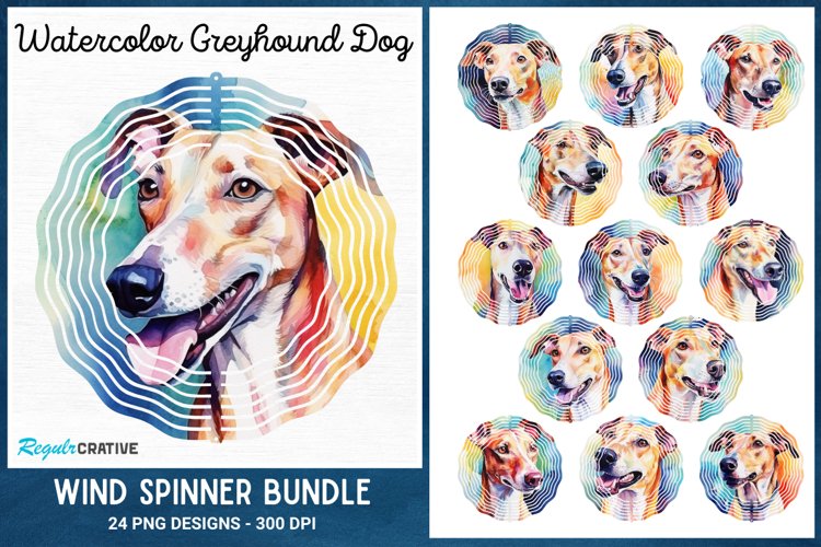 Watercolor Greyhound Dog Wind Spinner Bundle