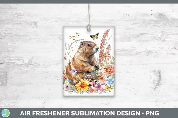 Watercolor Groundhog Air Freshener Sublimation Car Freshener
