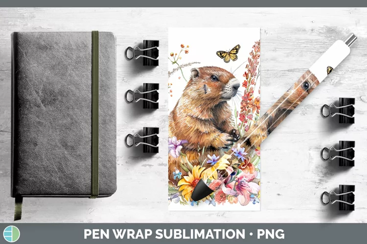 Watercolor Groundhog Pen Wrap Sublimation Epoxy Pen Designs