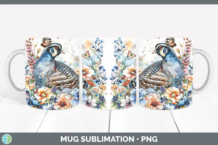 Watercolor Grouse Mug Wrap Sublimation Coffee Cup Designs
