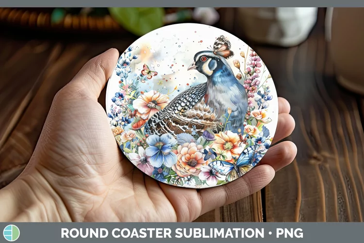 Watercolor Grouse Round Coaster Sublimation Coaster Designs