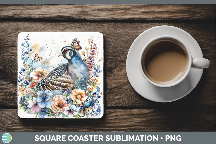 Watercolor Grouse Square Coaster Sublimation Coaster Designs