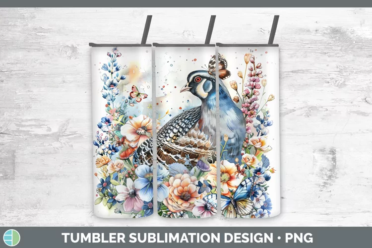 Watercolor Grouse Tumbler Sublimation 20 oz Skinny Tumbler D