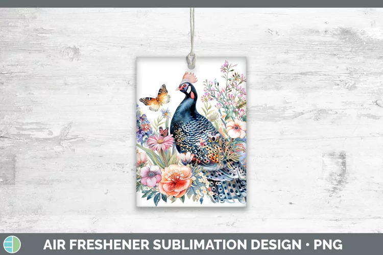 Watercolor Guinea Hen Air Freshener Sublimation Car Freshene