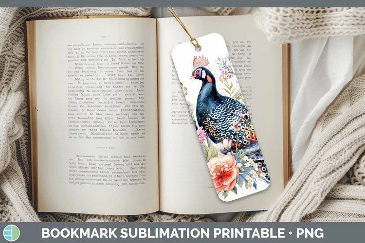 Watercolor Guinea Hen Bookmark Sublimation Printable Designs