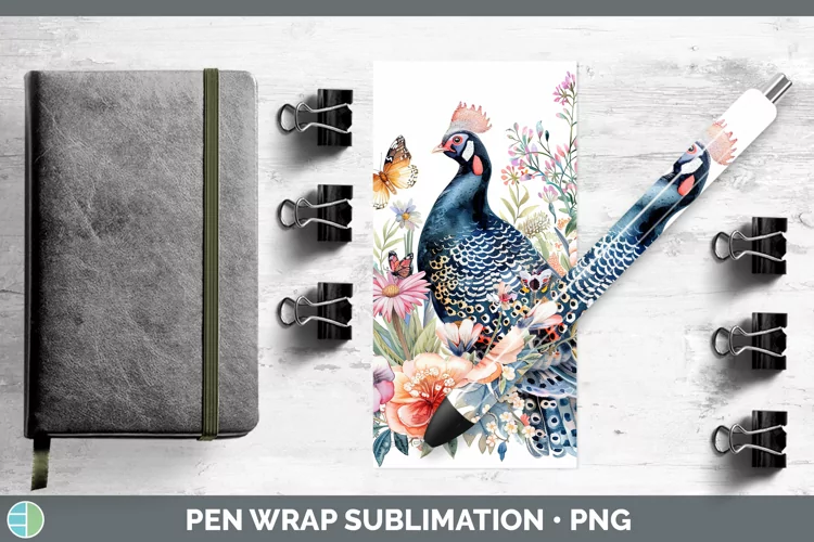 Watercolor Guinea Hen Pen Wrap Sublimation Epoxy Pen Designs