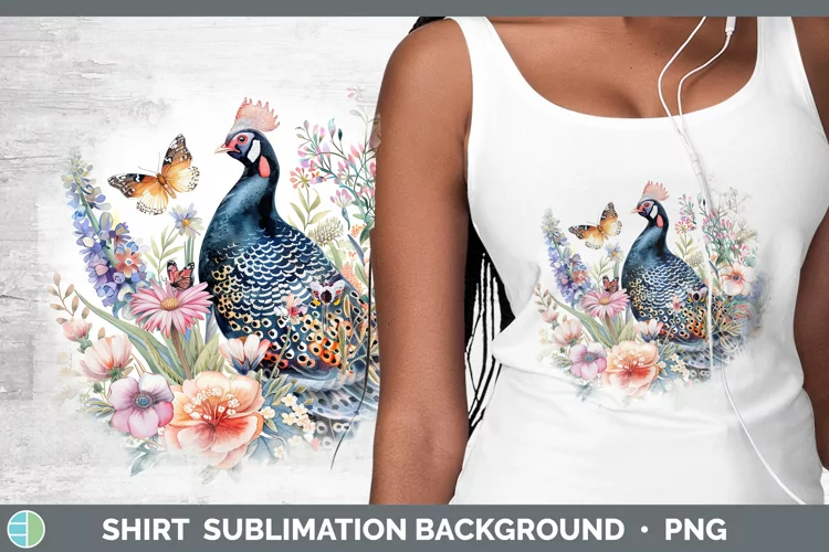 Watercolor Guinea Hen Shirt Sublimation Sublimation Backgrou