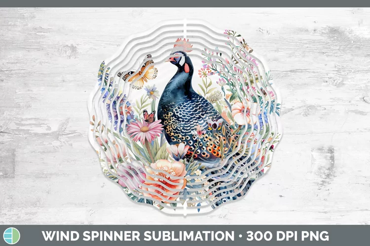 Watercolor Guinea Hen Wind Spinner Sublimation Spinner Desig
