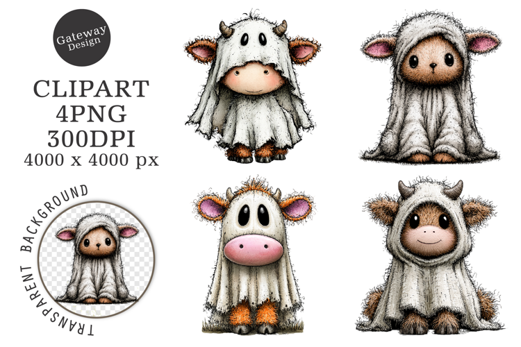 Watercolor Halloween Animal Clipart