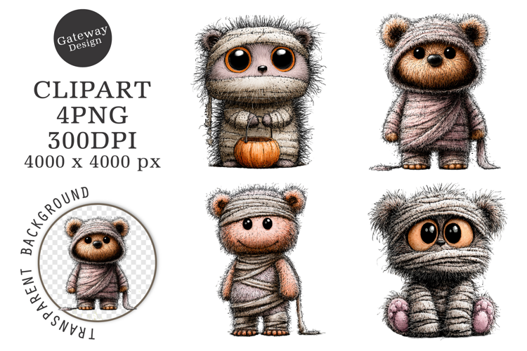 Watercolor Halloween Animal Clipart