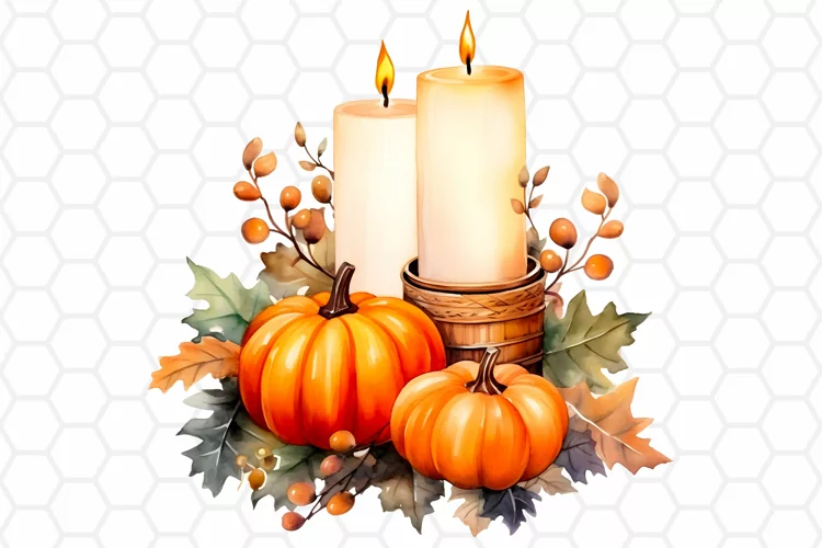 Watercolor Halloween Candle Clipart, Sublimation PNG
