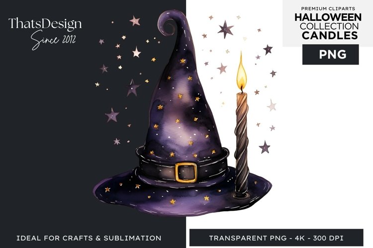 Watercolor Halloween Candles Clipart PNG for sublimation example image 1