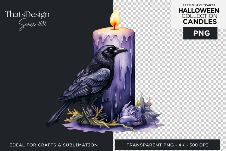 Watercolor Halloween Candles Clipart PNG for sublimation example image 1