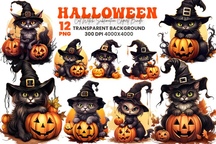 Watercolor Halloween, Halloween Cat Clipart, Witch Sublimation, Cat Witch Bundle, Halloween Clipart Bundle, Watercolor Witch Cat, Halloween Sublimation, Witch Cat Art, Halloween Cat Bundle, Witch Clipart Bundle
