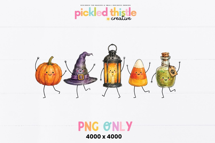 Cute Halloween Friends PNG, Watercolor Halloween Characters