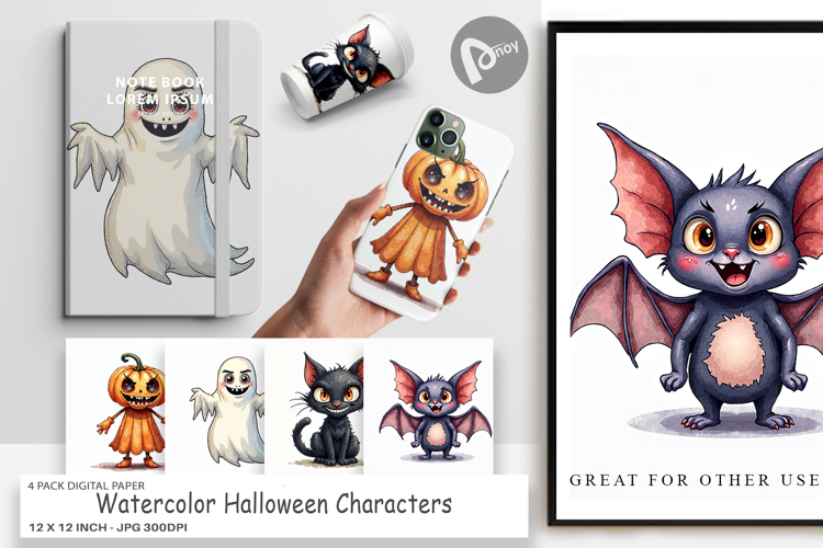 Halloween Characters Digital Paper