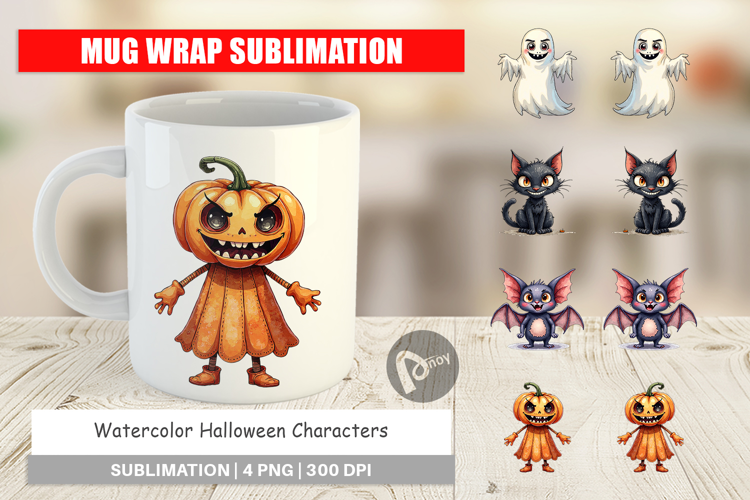 Halloween Characters Mug Wrap